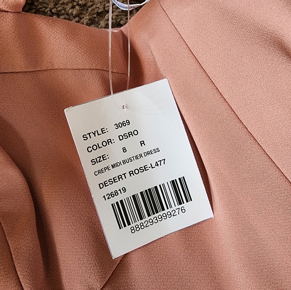 Dessy Collection Bustier Crepe Midi Dress  With Adjustable Bow Straps 30… - Picture 9 of 9